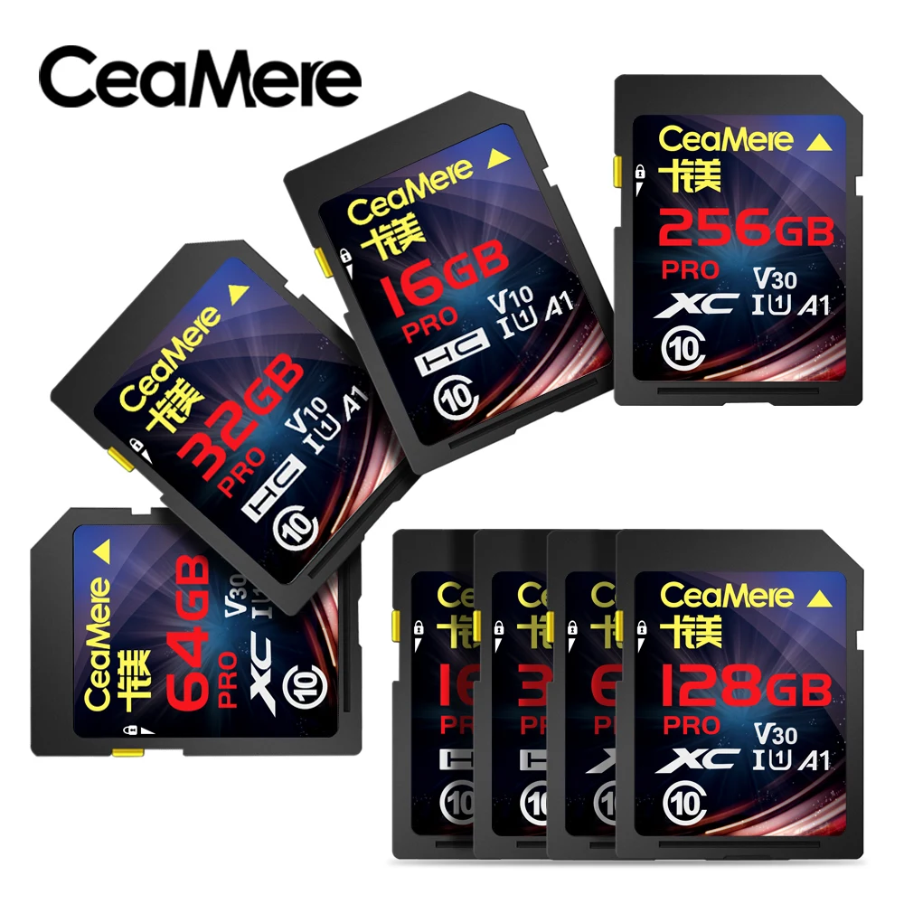 CeaMere, sd карта, 256 ГБ, 128 ГБ, 64 ГБ, 32 ГБ, 16 ГБ, XC, HC, карта флэш-памяти, класс 10, UHS-I, Micro sd карта, 128 ГБ, для камеры, Прямая поставка