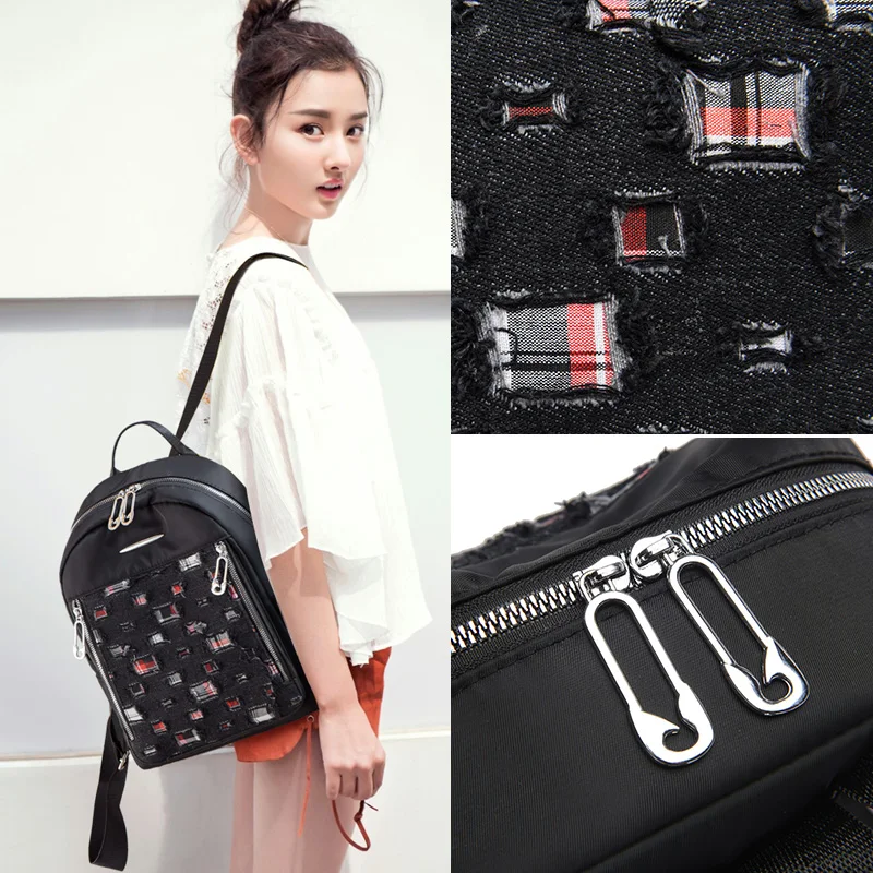 Mochila mujer Модный водонепроницаемый рюкзак из ткани Оксфорд + джинсы женский damen sac a