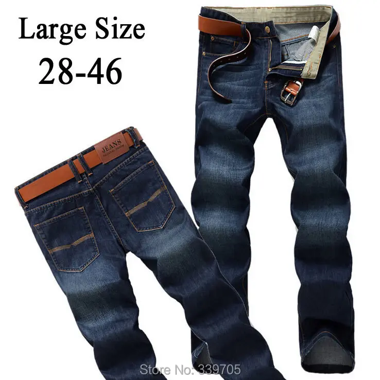 Plus Size 28-46 New Autumn Fashion Leisure Straight Jeans for Men Dark Blue Color Denim Winter Trousers Perfume | Мужская одежда
