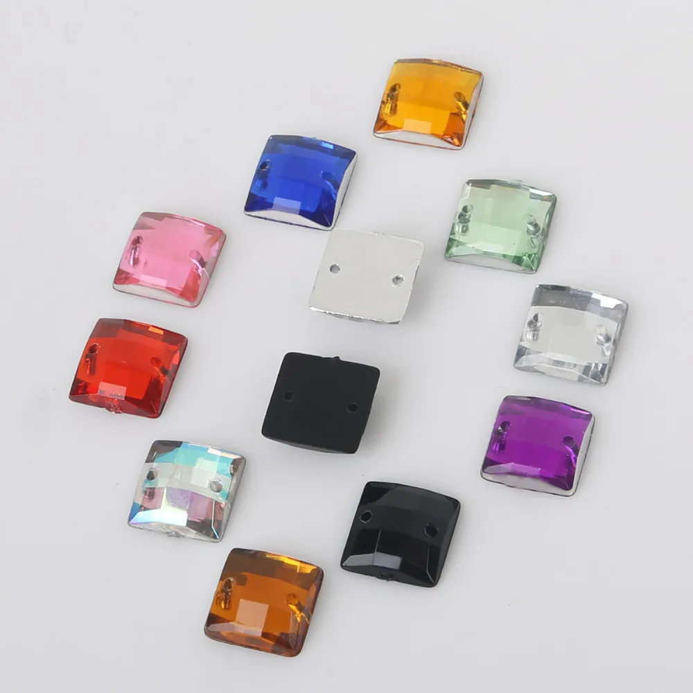 100 шт. квадратные акриловые бусины 10*10 мм|rhinestone sew|flatback rhinestonesrhinestone sew on |