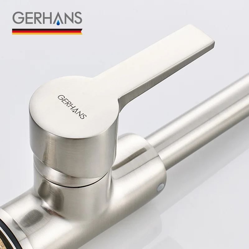 GERHANS Irismart Tall Kitchen Faucet Hot Cold Bar Chrome Plated Water Tap Modern Brass Sink Mixer Crane For K14084 | Обустройство