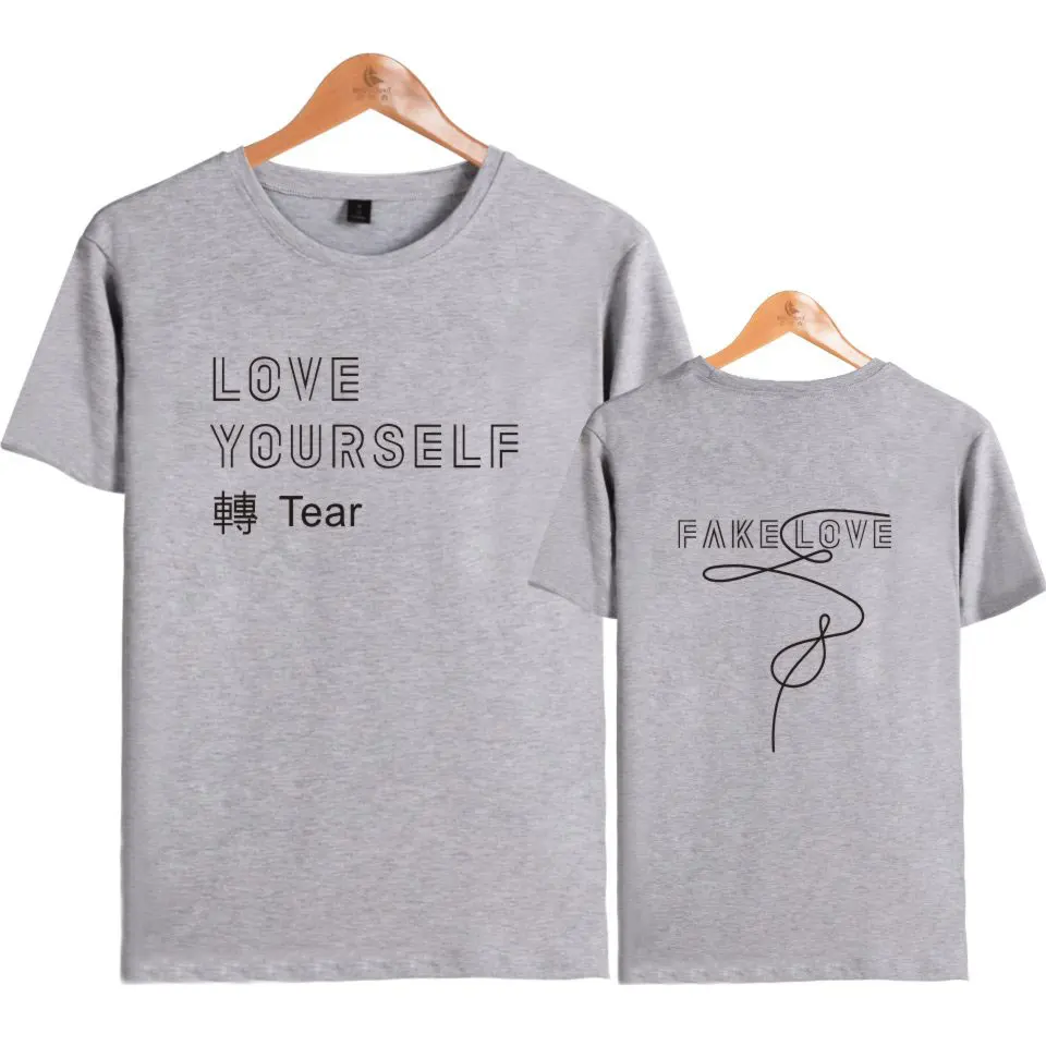 2018 Новый Bts любить себя футболка хлопок короткий рукав Crewneck Bangtan БЦ T Shirit Wwomen