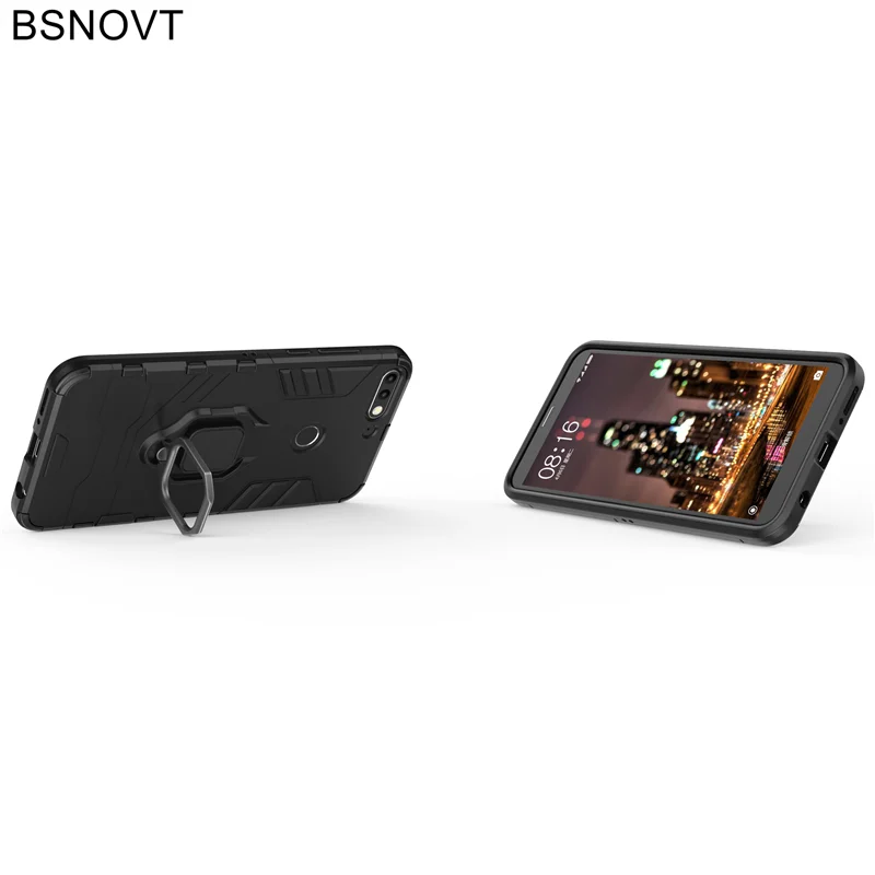 BSNOVT Huawei Y7 Prime 2018 Case Honor 7C Pro Shockproof Cover Finger Ring Magnetic Holder Soft TPU Back For |