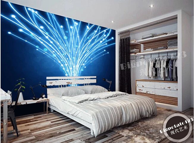 The latest custom 3D murals blue fantasy dynamic line abstract wallpaper KTV bar background wall paper | Обустройство дома