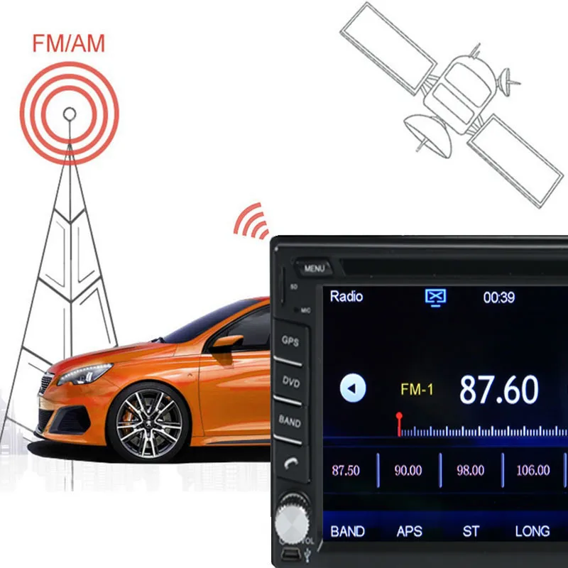 Автомобильный DVD-плеер 2 Din GPS 6 дюйма стерео BT радио CD MP3 MP4 2-ядерный с камерой |