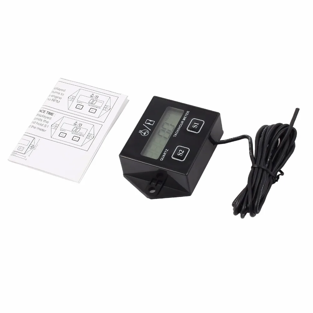 Justech ЖК цифровой двигатель Тахометр тач счетчик моточасов с проволокой для