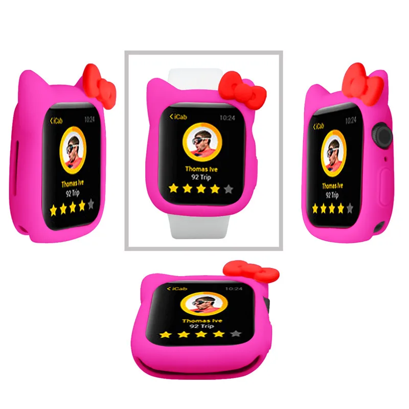 Силиконовый чехол с милыми ушками Микки и Минни Маус для Apple Watch Series 4, 3, 2, 1, защитный чехол для iWatch 44 мм, 42 мм, 40 мм, 38 мм