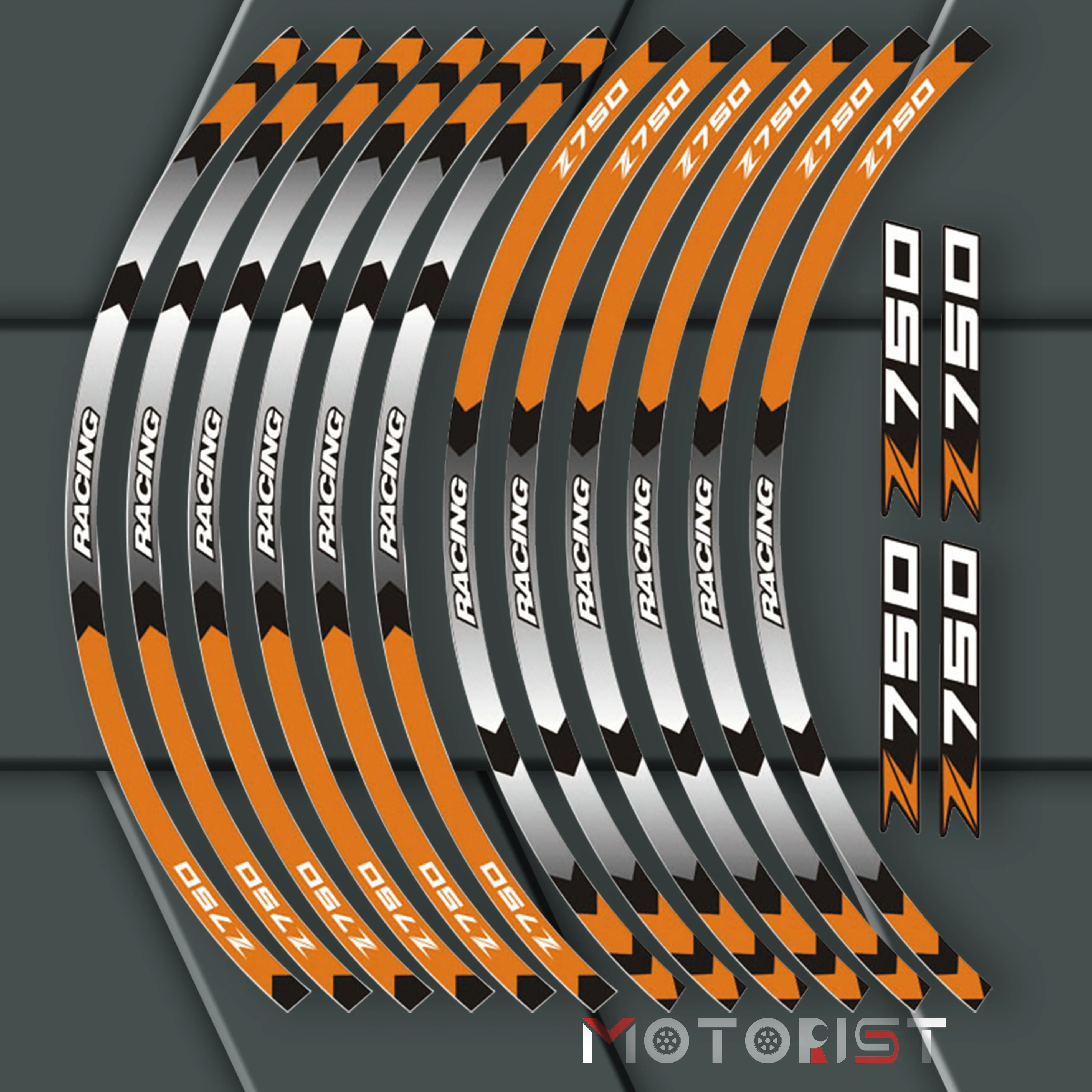 

a set of 12pcs high quality motorcycle wheel decals waterproof Reflective stickers rim stripes For Kawasaki Z750