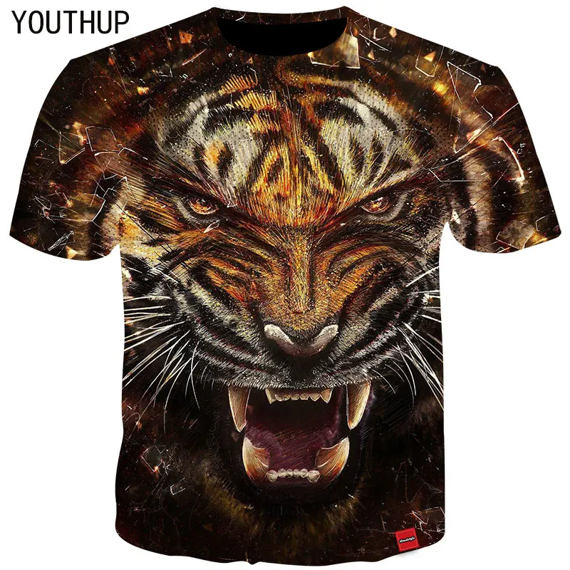 

YOUTHUP 2020 Men T-Shirt 3D Print Tiger Animal Tees Short Sleeve O-Neck Cool T-Shirt Summer Tops Hip Hop Men T shirts Plus Size