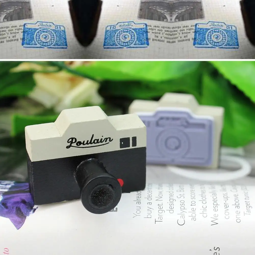 Новинка 2 шт. винтажный стиль Корейская серая камера деревянный резиновый штамп