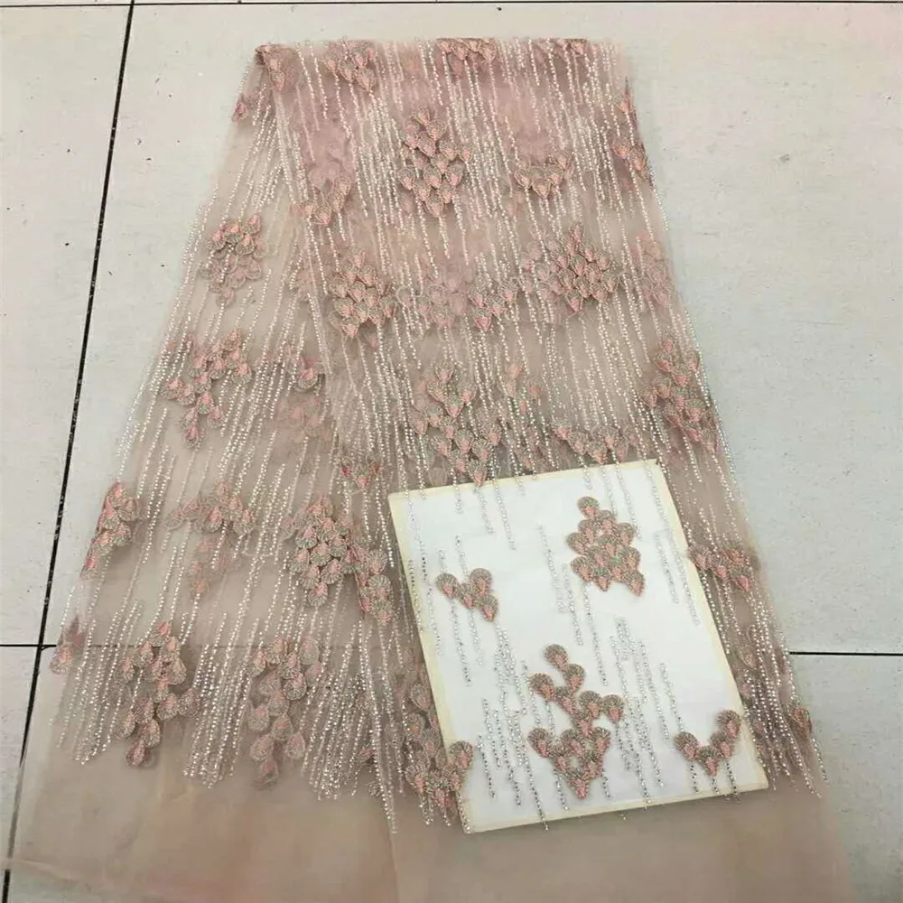 African Lace Fabric 2018 High Quality Embroidery French Tulle 3d Flower Beads For Wedding F534-1 | Дом и сад