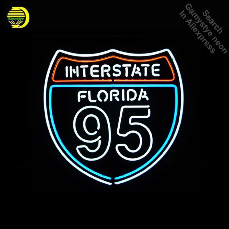 Неоновая вывеска для Interstat Florida Route 95 неоновая лампочка значок ручная работа