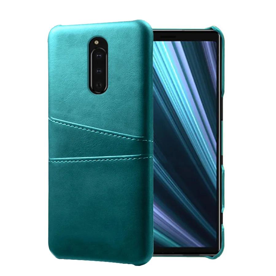 Кожаный держатель для карт чехол для телефона для sony Xperia XZ Premium XZ S XZ1 XZ2 Compact XZ2mini XZ3 XZ4 Z5 Z5mini Plus чехол для телефона - Цвет: Зеленый