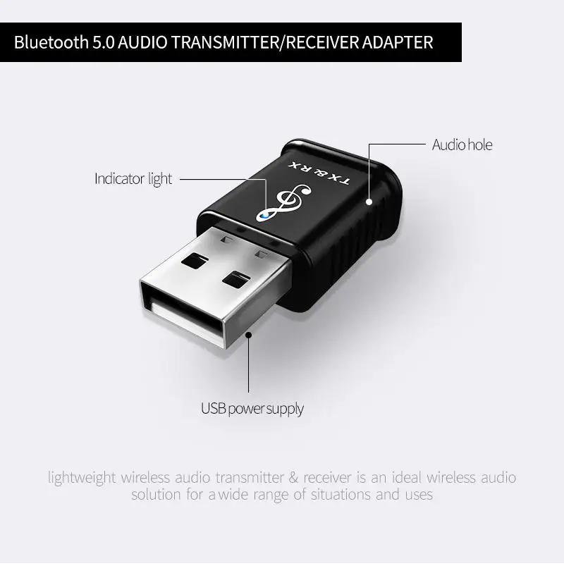 USB Bluetooth приемник 5 0 аудио передатчик адаптер для ТВ/ПК наушников
