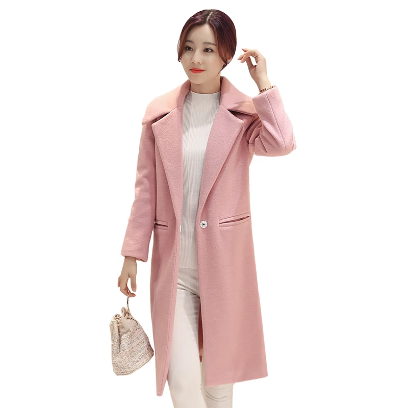2020New Hot Fashion Winter Coat For Women Warm Wool Elegant Blends Long Sleeve Cashmere Womens Slim Pockets Ladies Woolen Coats | Женская