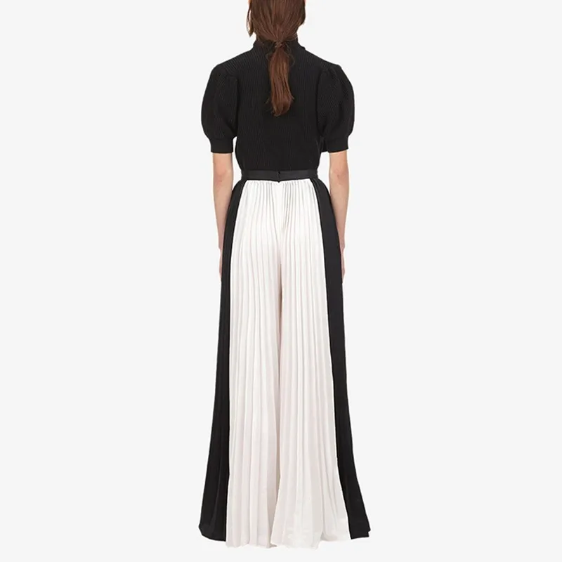 To Gladself Chiffon Women's Trousers Oversize High Waist Patchwork Pleated Wide Leg Pants for Women 2018 Autumn Fashion Clothes | Женская