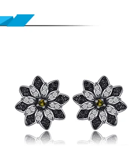 Jewelrypalace цветок натуральный темно-серый дымчатый кварц черной шпинели Серьги-гвоздики 925 серебро Для женщин Мода Шарм Красивые ювелирные изделия