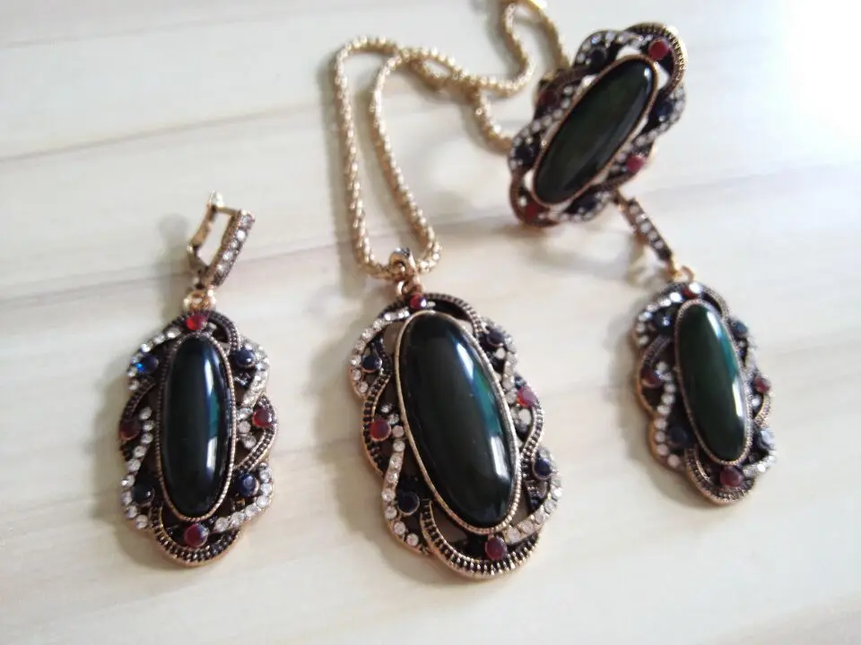 Комплект из колье серёг и кольца под античное серебро | Украшения аксессуары