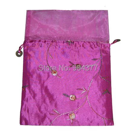Большой Вышивка Фрукты Подарка Organza Сумка 17x23 см Китай стиль Атлас Drawstring Конфеты