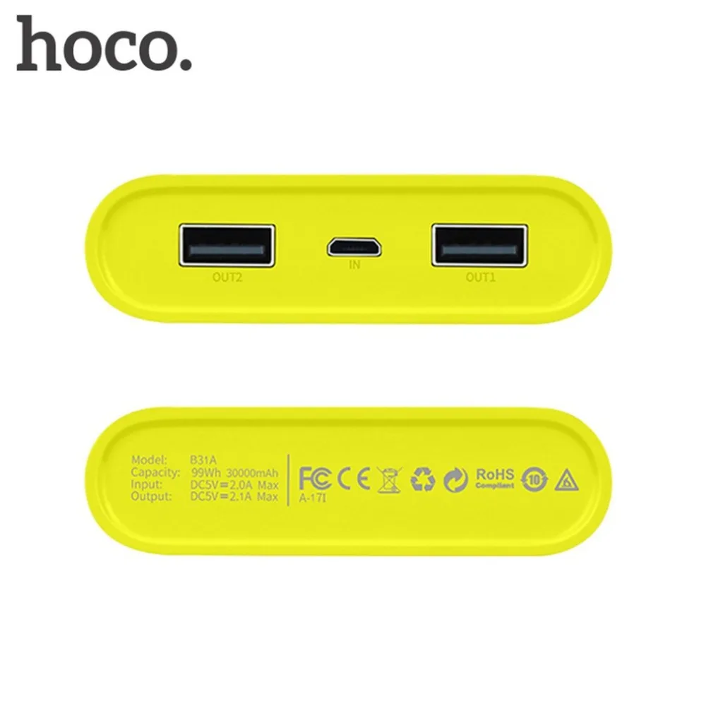HOCO B31A power bank 30000mAh portable 18650 powerbank phone quick charge power bank charger external Battery pack for iphones