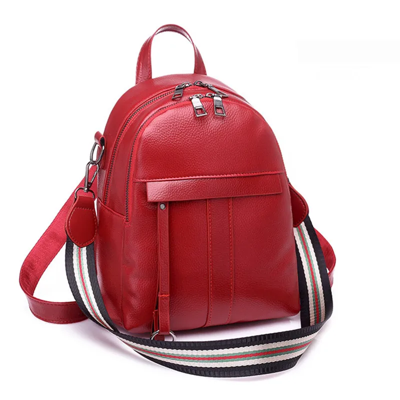 Женский кожаный школьный рюкзак женские рюкзаки для женщин красный мини-рюкзак