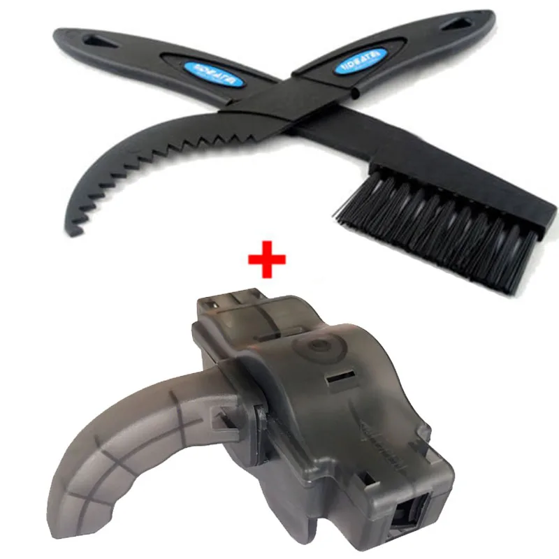 Brush and Scrubber 2 Инструмент для ремонта велосипеда Чистящая Щетка для мойки щетка для мытья MTB велосипедный набор маховик чистая Мотоциклетная цепь Натяжная направляющая Синяя - Цвет: Brush and Scrubber 2