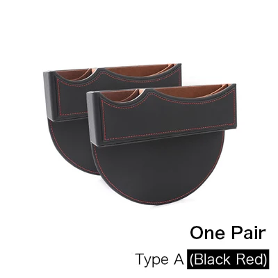 2pcs Black Red Airspeed кожаное автокресло щелевая коробка для хранения зазор органайзер для Volvo XC90 S60 V70 XC60 S80 V50 V40 XC70 S40 автомобильные аксессуары - Название цвета: 2pcs Black Red