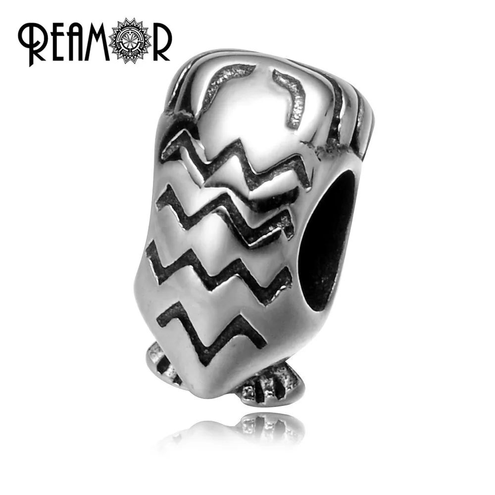 REAMOR Pan Style 5 мм 316l бусины из нержавеющей стали сова с большим отверстием Шарм для
