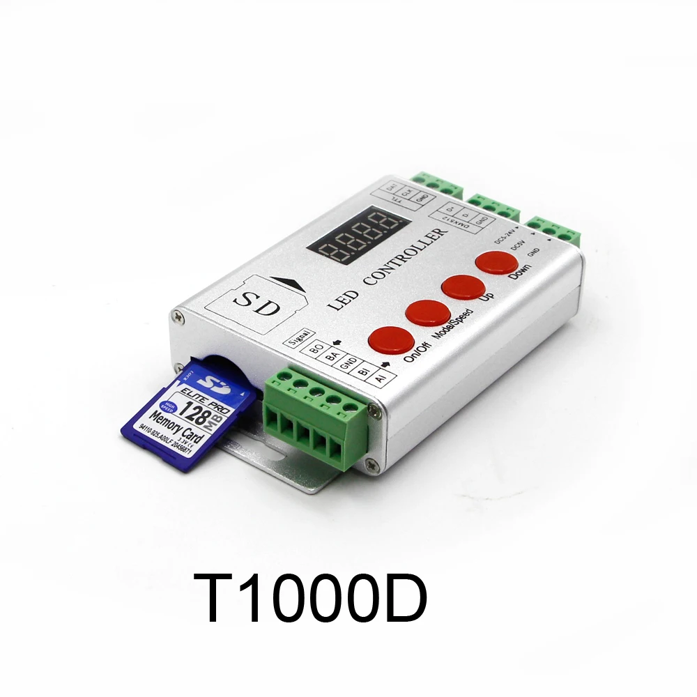 Светодиодный T1000S T4 T8000AC 256 SD карты Пиксели RGB полноцветный контроллер для WS2801 WS2811 WS2812B LPD6803 светодиодный 2048 полосы светильник