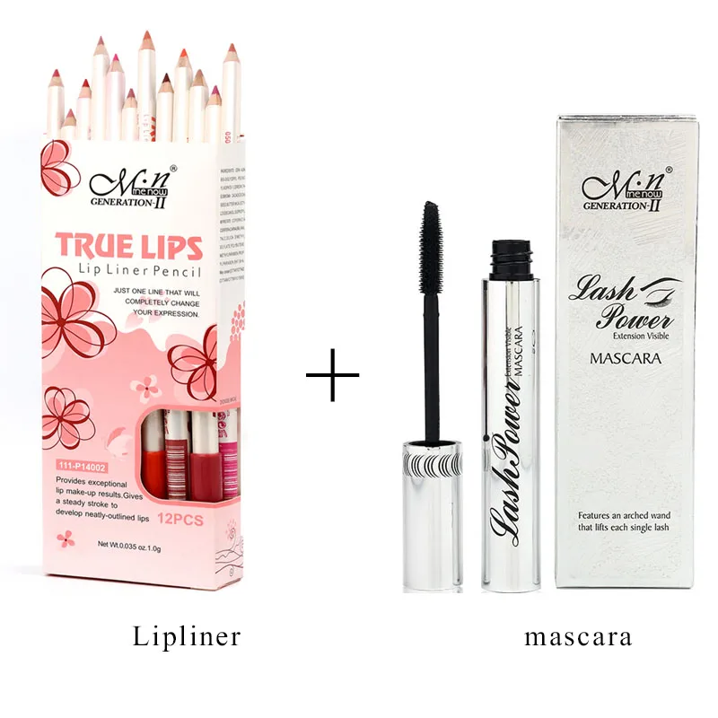 Menow бренд Make Up Set Карандаш для губ и Тушь ресниц прочного lipliner Водонепроницаемый