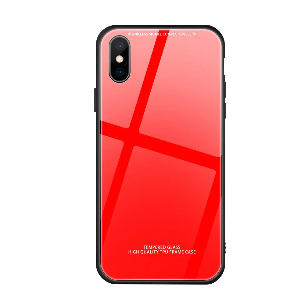 Роскошное однотонное закаленное стекло для iPhone XS XSMax XR I8 I8 Plus ударопрочный чехол для i6 i6s i6s Plus Coque