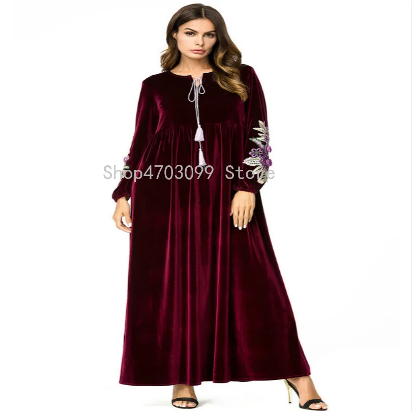 Женский халат 2019 г. Осеннее исламское платье Абая для мусульман марокканское