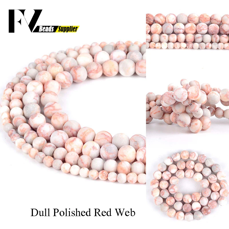 

4 6 8 10mm Dull Polished Red Web Jaspers Beads Natural Gem Stone Round Beads for Jewelry Making Diy Handicraft Accessories 15"