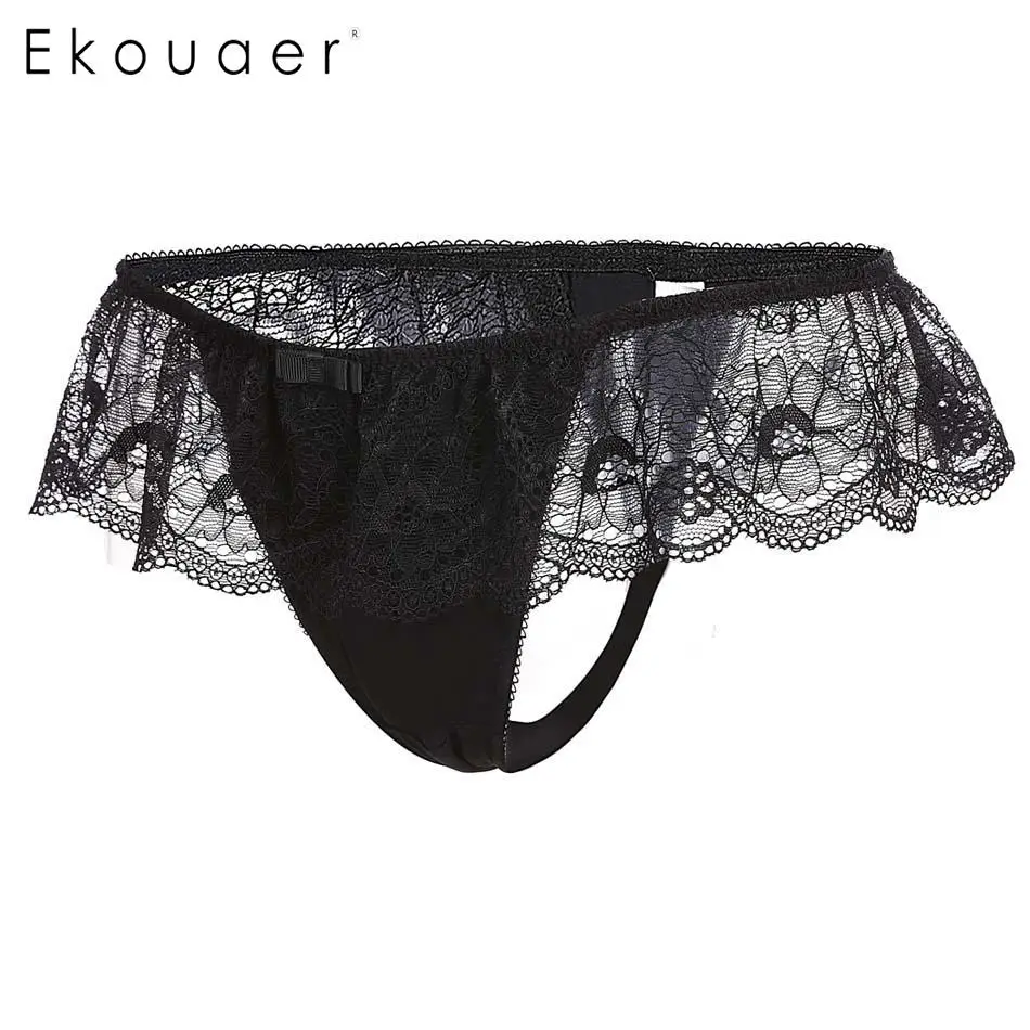Ekouaer 3 шт./лот сексуальные кружевные стринги трусы нижнее белье женские Полностью