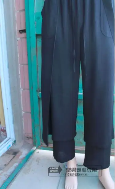 

The new style of men's loose cotton and linen casual nine-point pants youth personality fake two harem pants summer thin.S-6XL!!