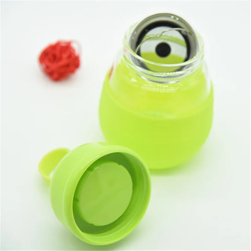 Стеклянная бутылка для воды с силиконовым покрытием 300 мл Модная Портативная