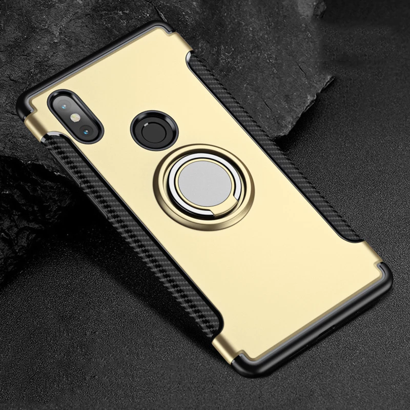 Чехол для Xiaomi mi x 3 для Red mi Note 7 6 Pro 6A Armor для Xiao mi Pocophone F1 mi 9 SE 8 Lite A2 MAX магнитный автомобильный чехол-держатель - Цвет: Золотой