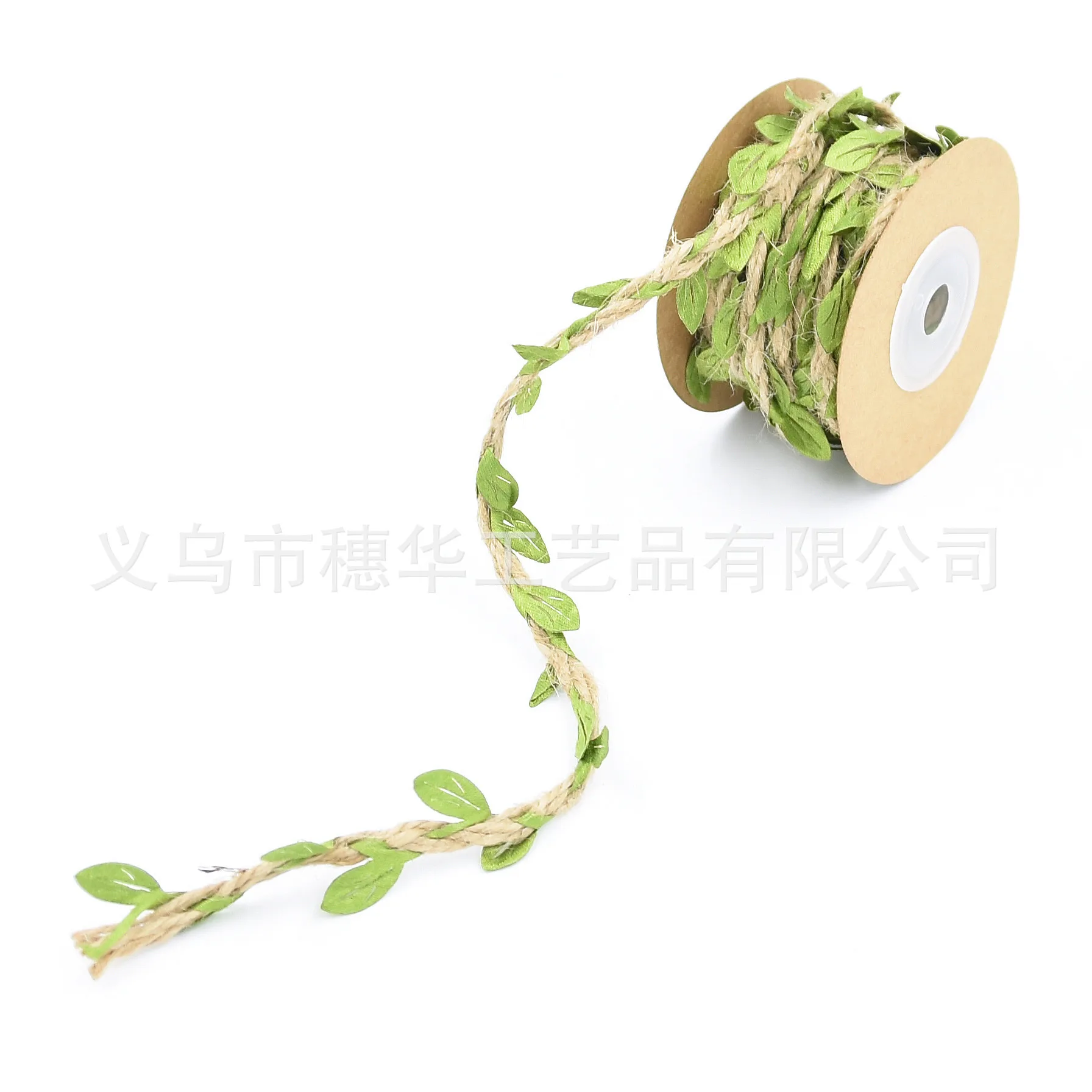 

5mm flax rope with green leave braid ribbon for home garden decoration floral hoop 5 meters/roll