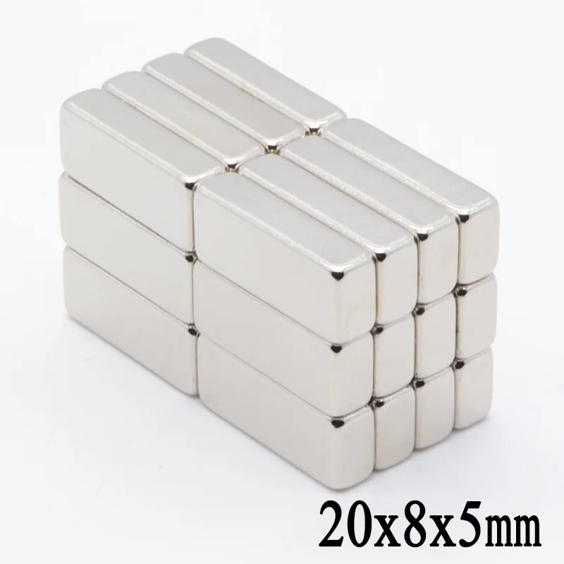 50шт. 20x8x5 супер мощных сильнодействующих редкоземельных блочных магнитов NdFeB размером 20x8x5мм, магниты нейодима N35 20*8*5мм 20*8*5 включенные.