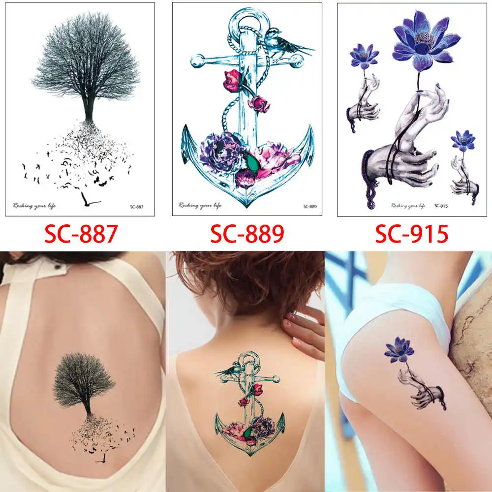 SC Set 39 Glaryyears 3 шт./компл. мультфильм SC временная татуировка Стикеры Цветной рисунок с цветами, милая детская татуировки тела для Для женщин Для мужчин наклейка - Цвет: SC Set 39