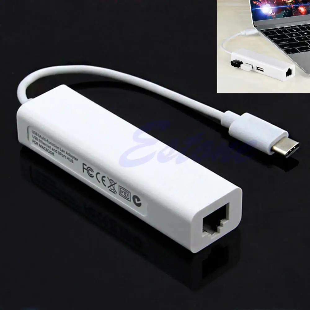 1 шт. белый USB-C USB Type C к множественный 3 порта концентратор с Ethernet RJ45 Lan адаптер для