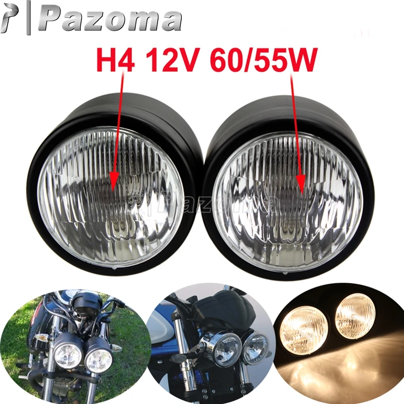 Двойная мотоциклетная фара H4 для супермото уличный фонарь Мотоциклов Harley Cafe Racer