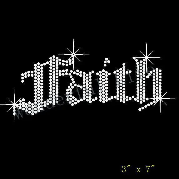 

Free shipping Faith Rhinestone Iron on Transfer Hot Fix