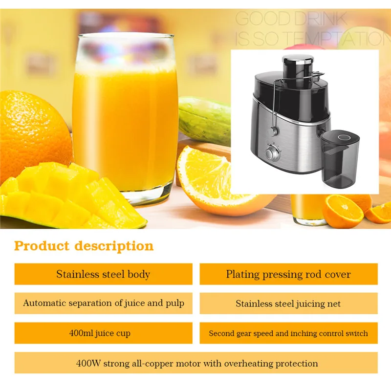 Соковыжималка из нержавеющей стали Блендер Машина соковыжималки 2 скорости