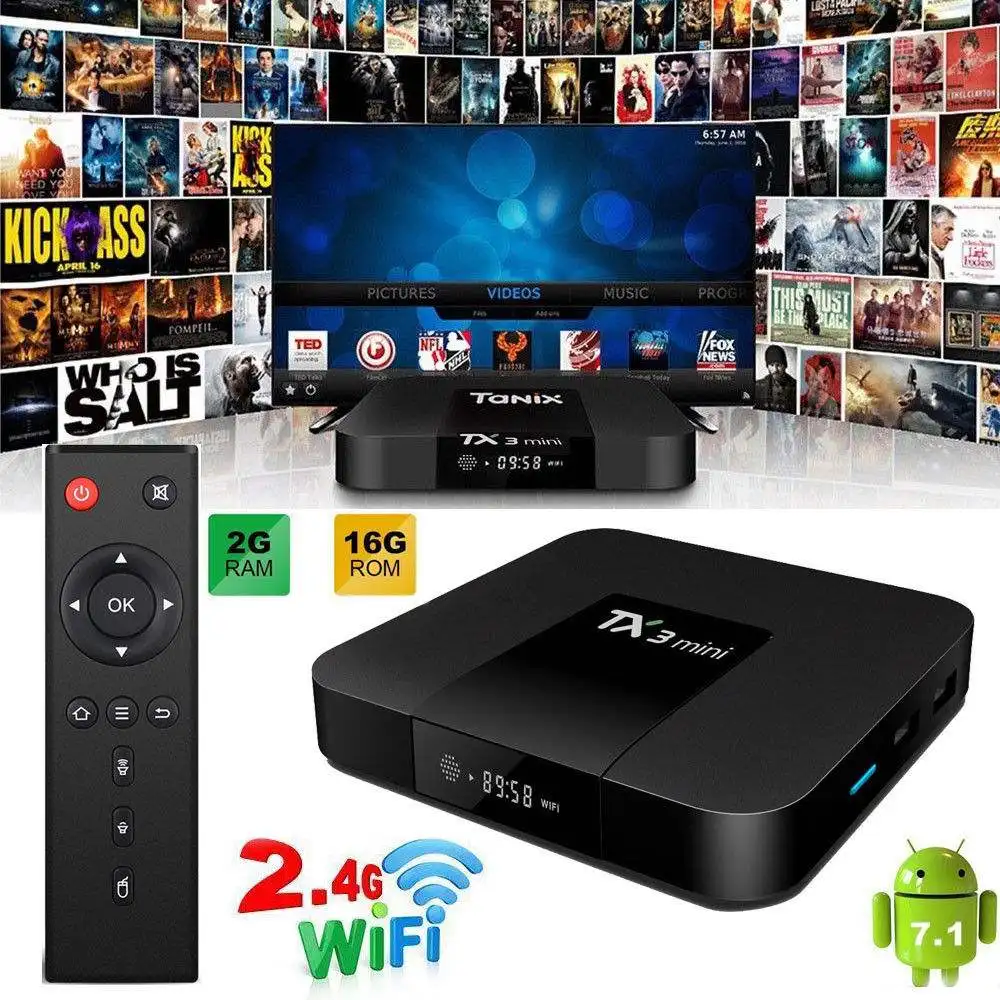 TX3 Мини Android 7,1 tv Box Amlogic S905W HEVC четырехъядерный 2G 16G память 2,4G wifi Поддержка игр IP tv Youtube Netflix телеприставка