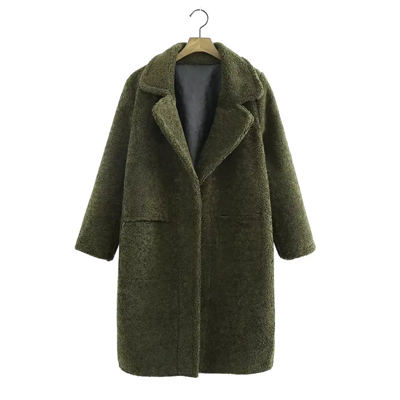 Модная зимняя куртка женская утепленная овечья шерсть длинная парка пальто две