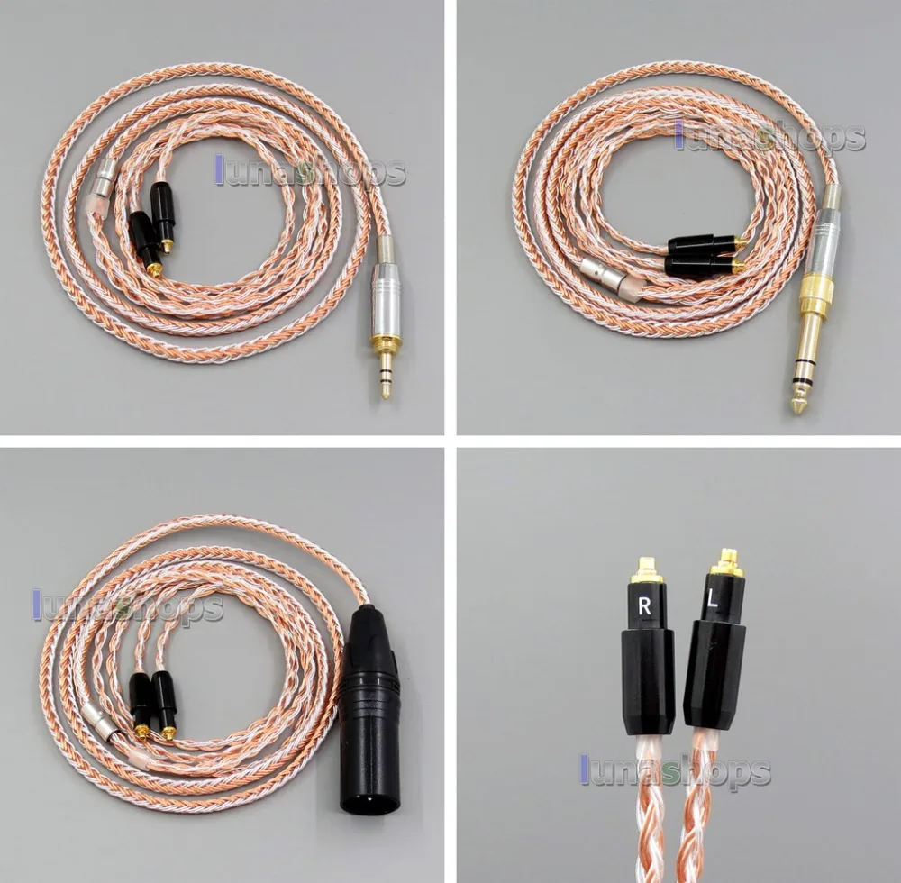 LN006231 3,5 мм 2,5 мм XLR сбалансированный 16 Core OCC серебро смешанные кабель для наушников для Shure SRH1540 SRH1840 SRH1440