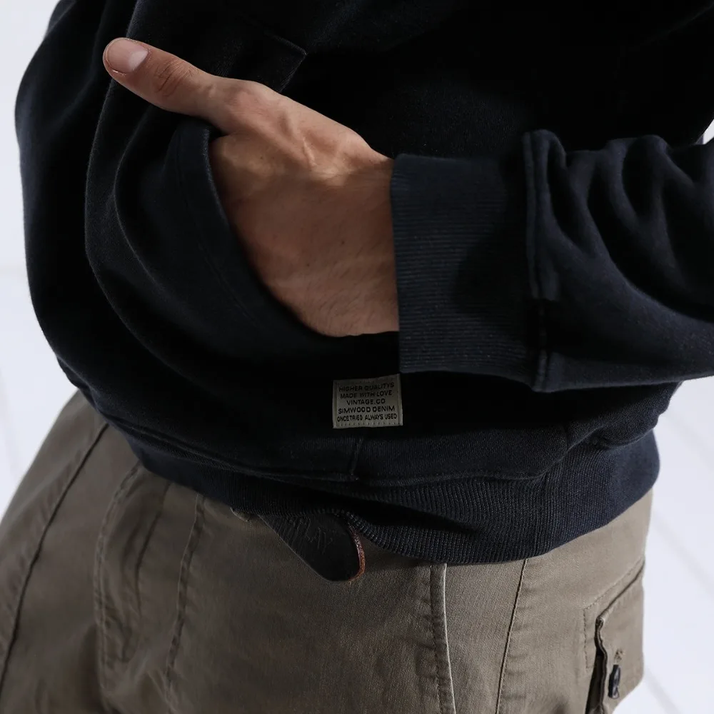 SIMWOOD Новинка весны 2019 года толстовки для мужчин Slim Fit Винтаж Письмо Мода Хип Хоп