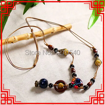 Ожерелье с китайским ветром и стеклянными керамическими бусинами украшения из