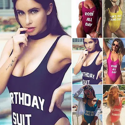 1 шт. купальник с буквенным принтом Цельный сексуальный женский 5 видов цветов